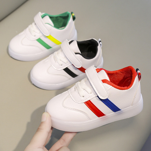 Children's LED Light-Up Shoes  Spring and Autumn New LED Sports White Shoes for Boys and Girls, Multicolor Flashing Flat Shoes