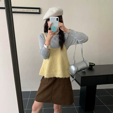 韩系甜美U领针织吊带马甲女2026秋季新款小众亮片毛衣背心外搭潮