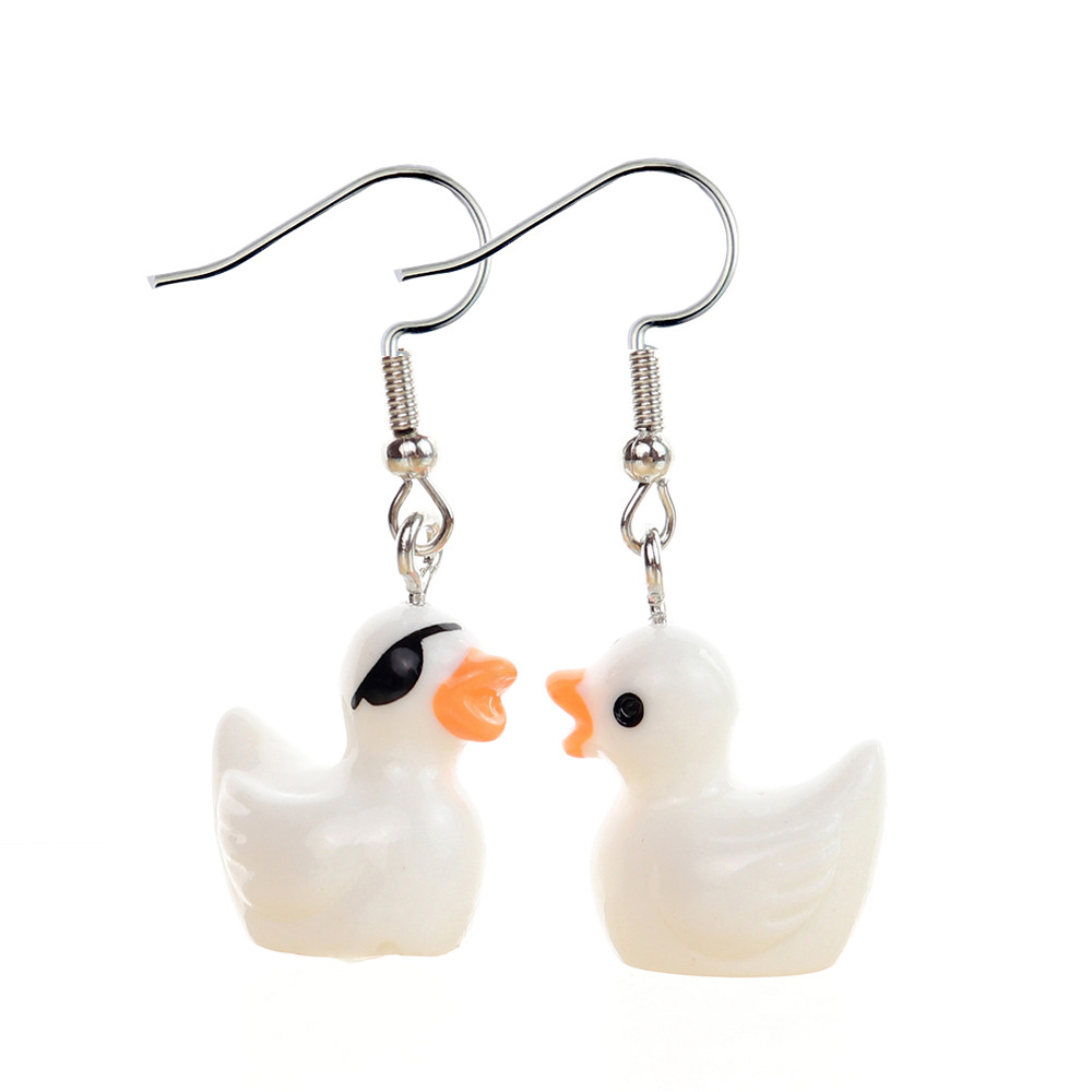 12g Weight Iron Ear Needle Material Drop Earrings, Earrings, Ear hook Classification 1 Pair Quantity Daily, Street Occasion Resin Material Halloween Festival Cartoon, Duck Pattern All Seasons Season Women's Gender Cute Style 1 Pair Cute Cartoon Duck Resin Women's Drop Earrings Earrings Ear Hook 11