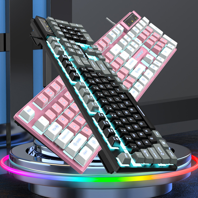 Esports games are suitable for Logitech Polychrome keyboard FVQ8 wired luminous contrasting mechanical feel accepted 