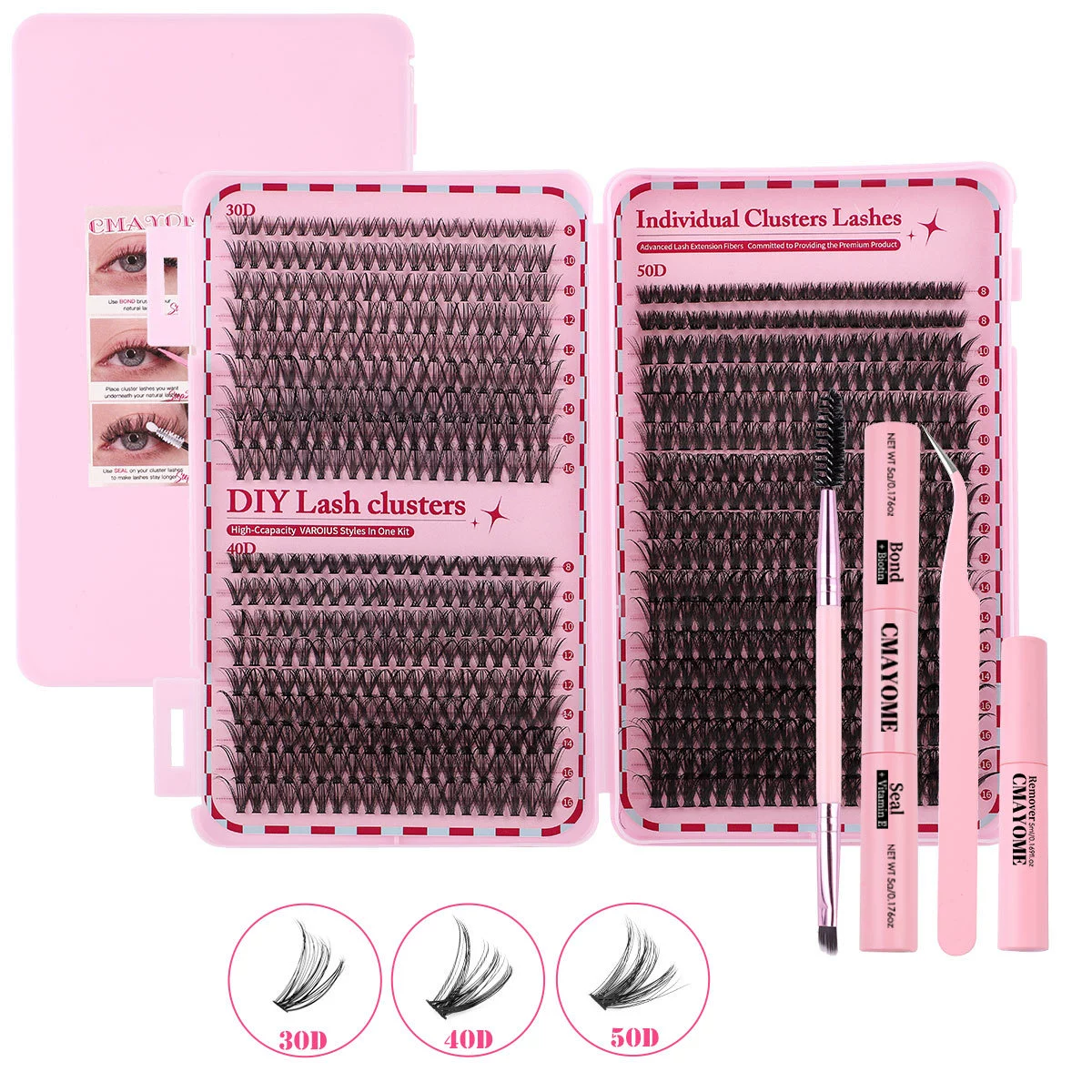 Dense False Eyelash Set DIY, Individual Cluster Lashes 16 mm — Multi‑configuration Kits