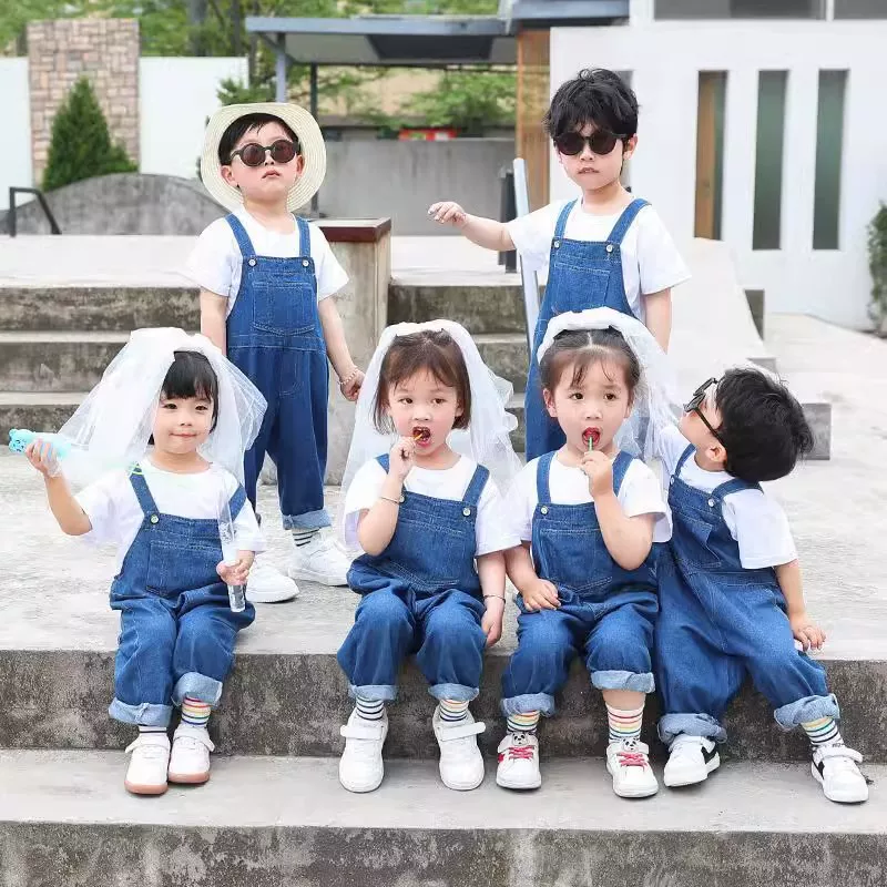 Summer denim overall for early age, children's suit for photo sessions