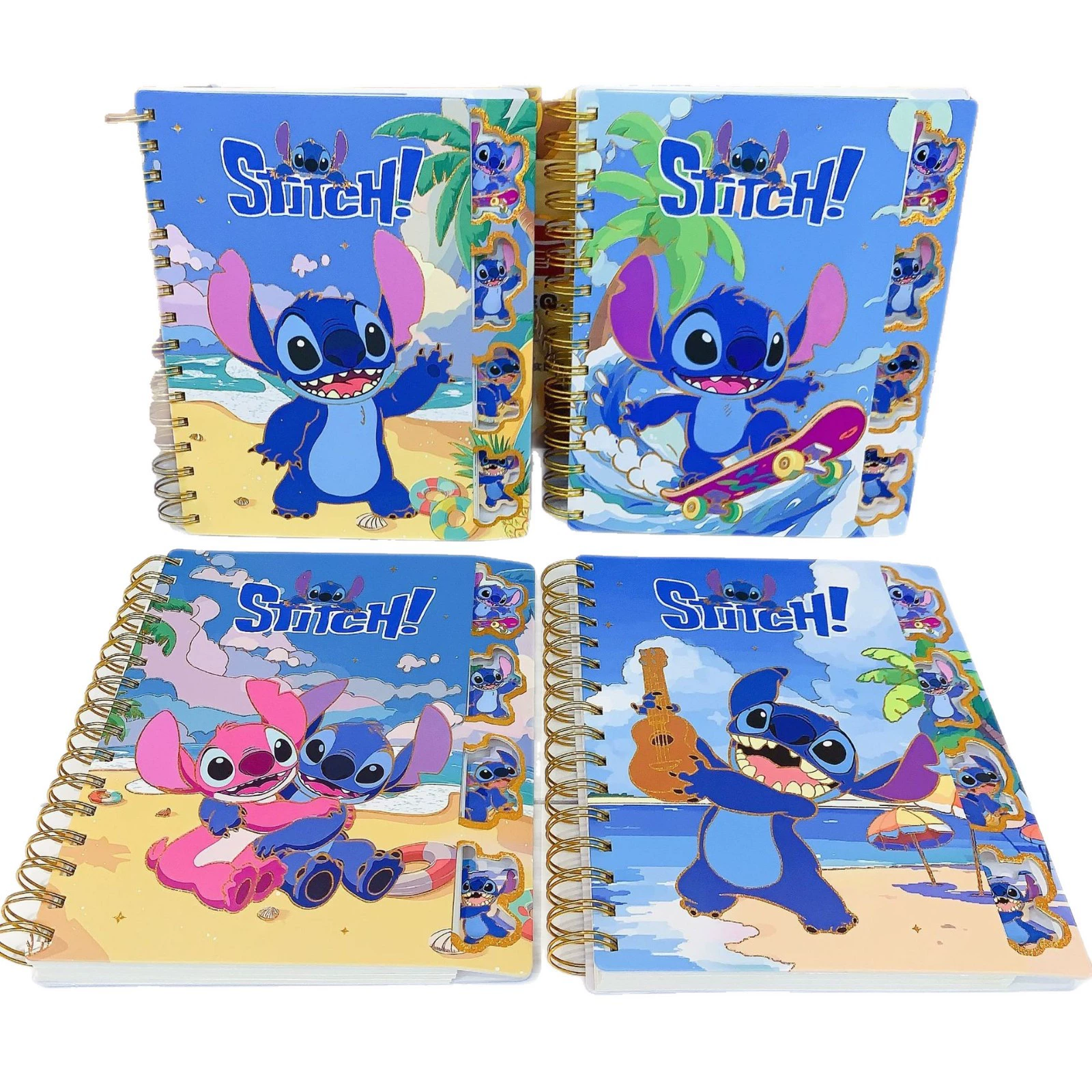 Stitch side-folding coil notebook cartoon animation notebook horizontal line color inner pages student ink-free A5 notebook