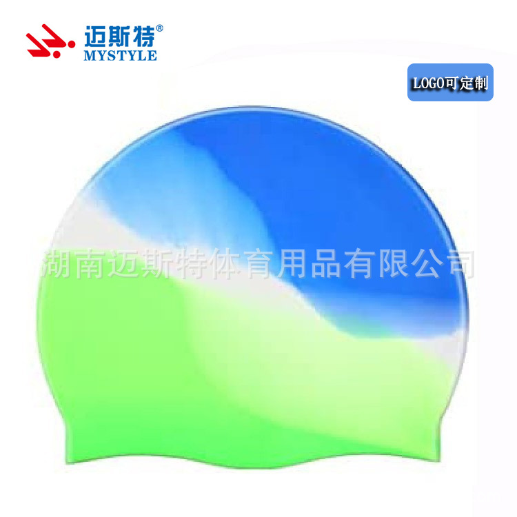 Gorro de baño de silicona suave a juego de color degradado al por mayor de fábrica Gorro de baño para niños y adolescentes de 4 a 12 años Amazon transfronterizo