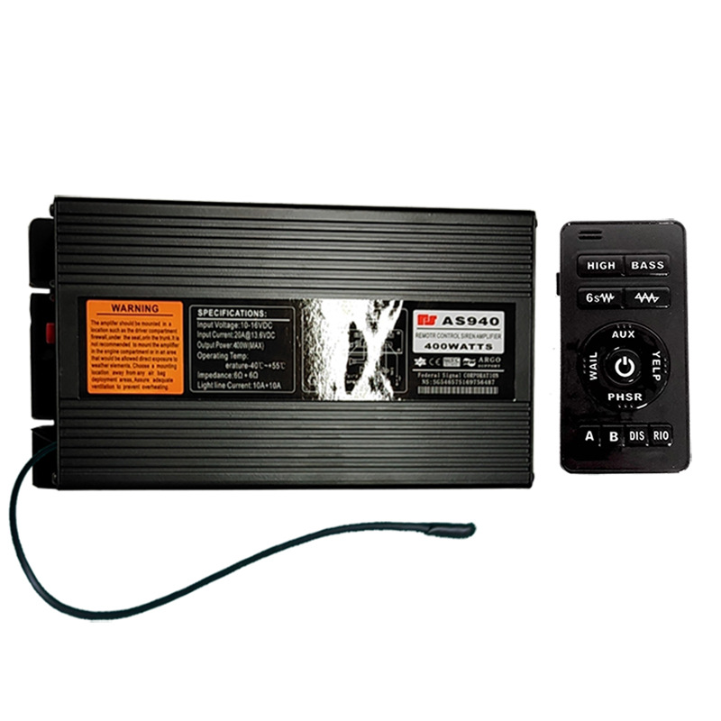 Car-mounted wireless siren, 400W car alarm, loudspeaker, high-pitched horn, AS940A+ with heat-dissipating round speaker