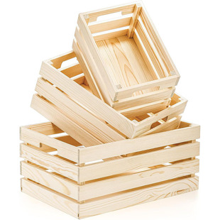 Customized Wooden Boxes with Multiple Specifications, Decorative Wooden Crates, Wooden Storage Boxes, Country Decoration Wooden Nesting Boxes with Handles