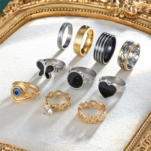 European and American fashion hot-selling retro ring high-end Internet celebrity ins personality versatile stainless steel ring titanium steel ring