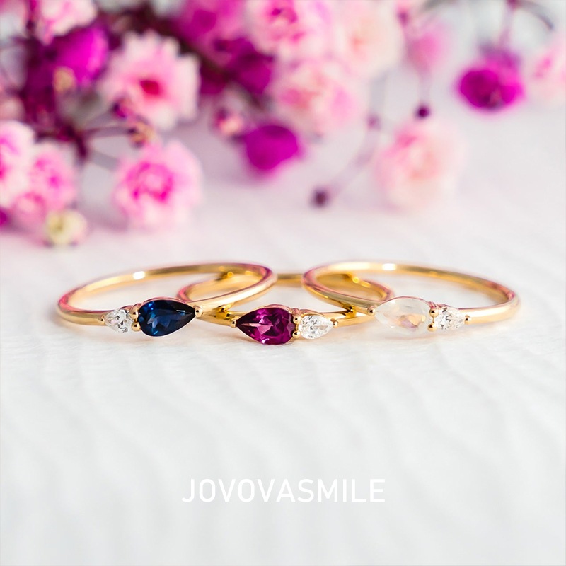 Set di anelli impilabili minimalisti con zirconi per donna_voghion.com