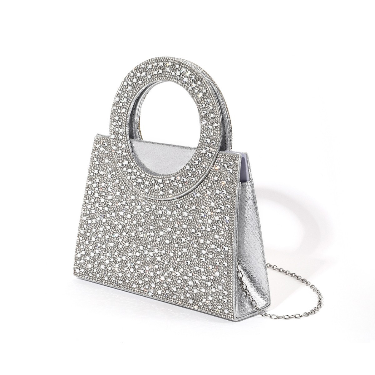 Borsa a tracolla Design Sense Premium con strass effetto diamante lucido, ideale per matrimoni e feste._voghion.com