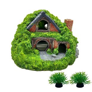 Hobbit Hut Double-Layer Hut Fish Tank Landscaping Shelter House Landscaping Fish Tank Rockery Artificial Landscaping Reptile Shelter