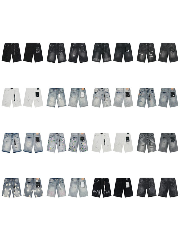 Cross-Border Trendy Brand Purple Brand Jeans European and American Style High Street Loose Versatile Denim Shorts for Men and Women