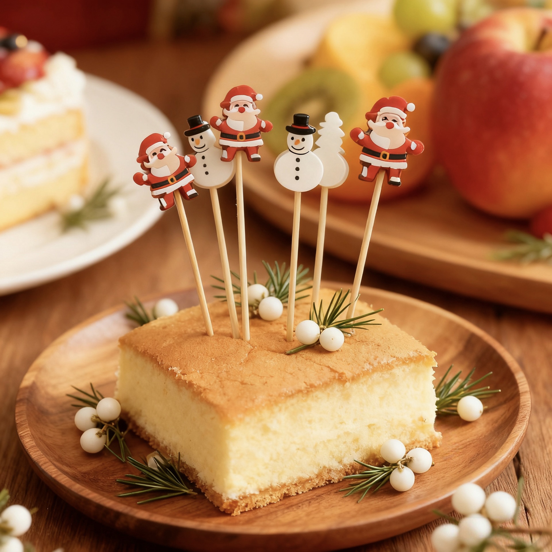 12cm Snowman Santa Claus Mixed Cross-Border Creative Disposable Bamboo Skewers Dessert Christmas Party Decoration Skewers