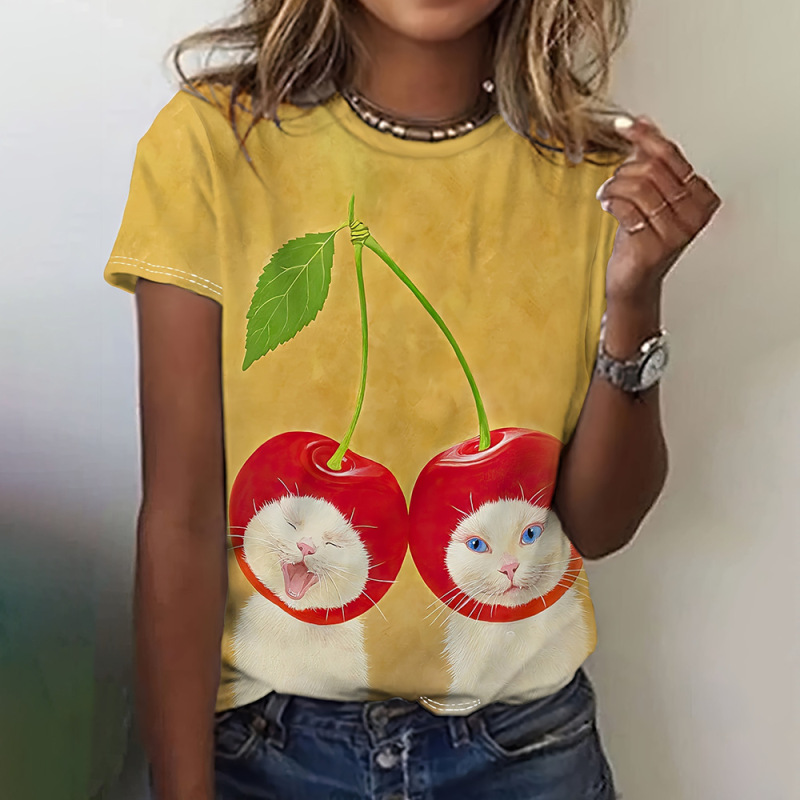 漫画グラフィックレディースtシャツカジュアル半袖トップスレディース2dプリントtシャツ女性服レディース夏Tトップ|undefined