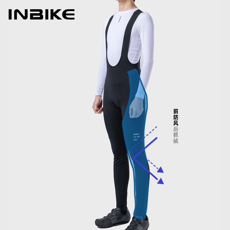INBIKE nuevo a prueba de viento fleece ciclismo suspender pantalones hombres Otoño e Invierno bicicleta multi-Bolsillo de absorción de humedad pantalones de secado rápido