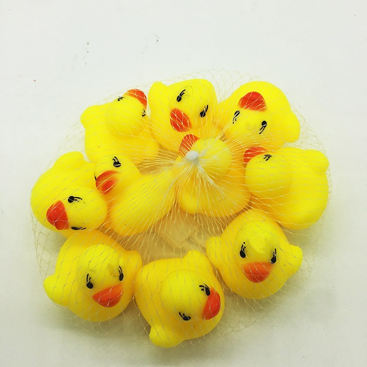 Duckling children's water play little yellow duck pinch cries decompression pinch music baby play water toys vinyl mother duck