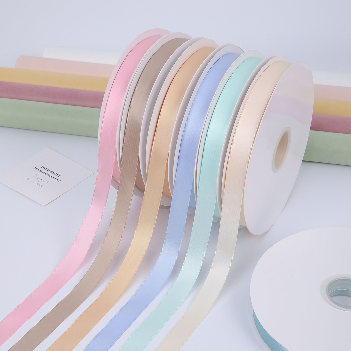 100 yardas de cinta de poliéster de doble cara cifrado cinta de color puro regalo de paquete de flores flores flores