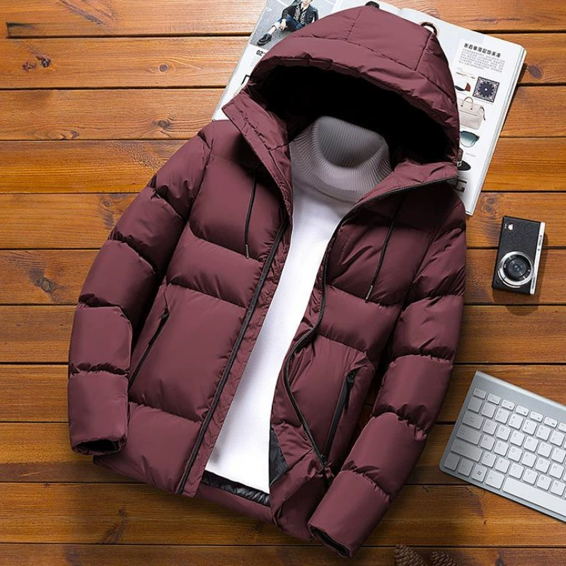 Down jacket with hood, thickened warm winter coat, quilted insulation, sizes M–6XL