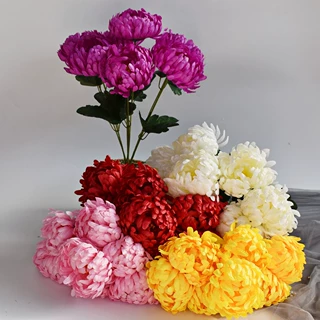 清明仿真花7头菊花祭祖上坟用的假花批发 清明节祭祀花束绢花厂家