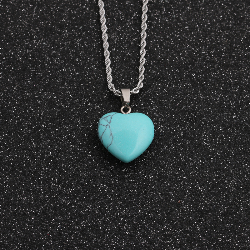 Natural Stone Peach Heart Pendant Fashion Necklaces Wholesale Jewelry Nihaojewelry display picture 8