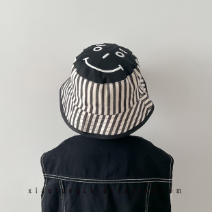 Baby fisherman hat spring and autumn summer thin cute smiling face children's basin hat boys and girls sun hat 2023 new fashion