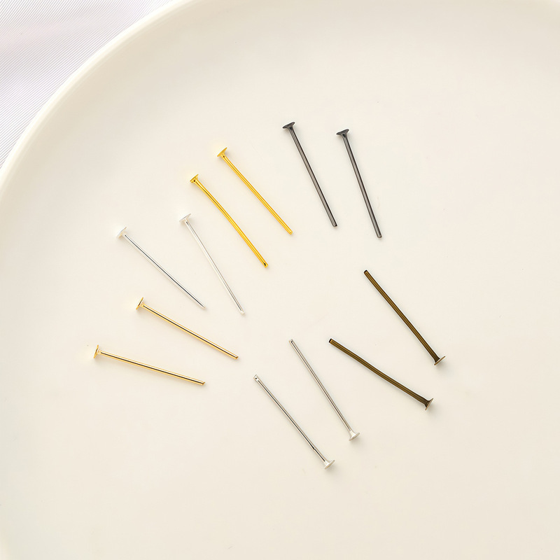 T-shaped needle flat needle electroplating 16k color retention T-shaped needle DIY handmade beaded connection needle jewelry accessories material wholesale