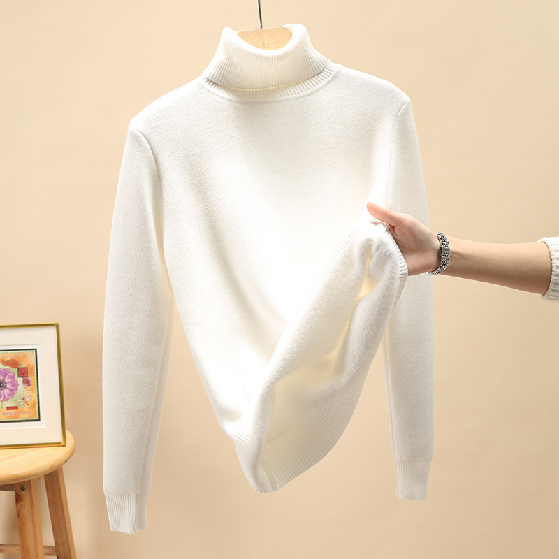 【Ploves】 369 high-necked sweater-white