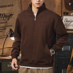 ジッパー半高襟厚手の男性秋冬スタイルの男性の大きいサイズの男性のアメリカのファッションカードの側に袋を入れて服を着ます。