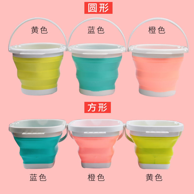 仕切り付き折り畳みバケツ美術画携帯洗浄筒水粉水彩絵の具シリコン洗浄バケツ調色桶|undefined