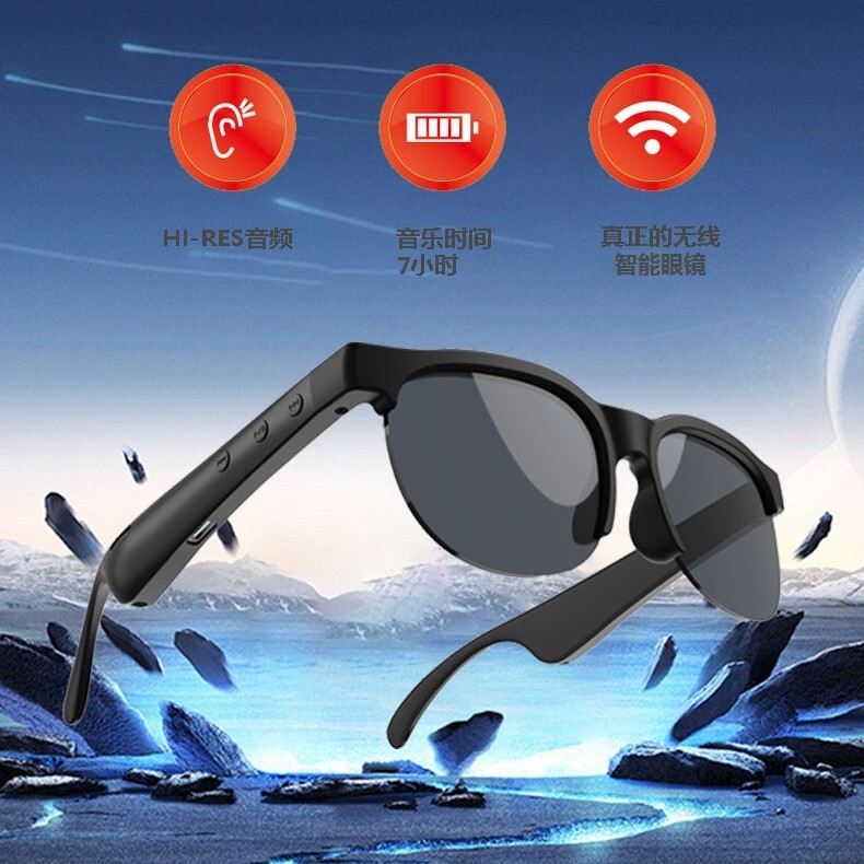 跨境GM5智能眼镜无线蓝牙户外运动跑步骑车音乐开放式AI翻译墨镜|undefined