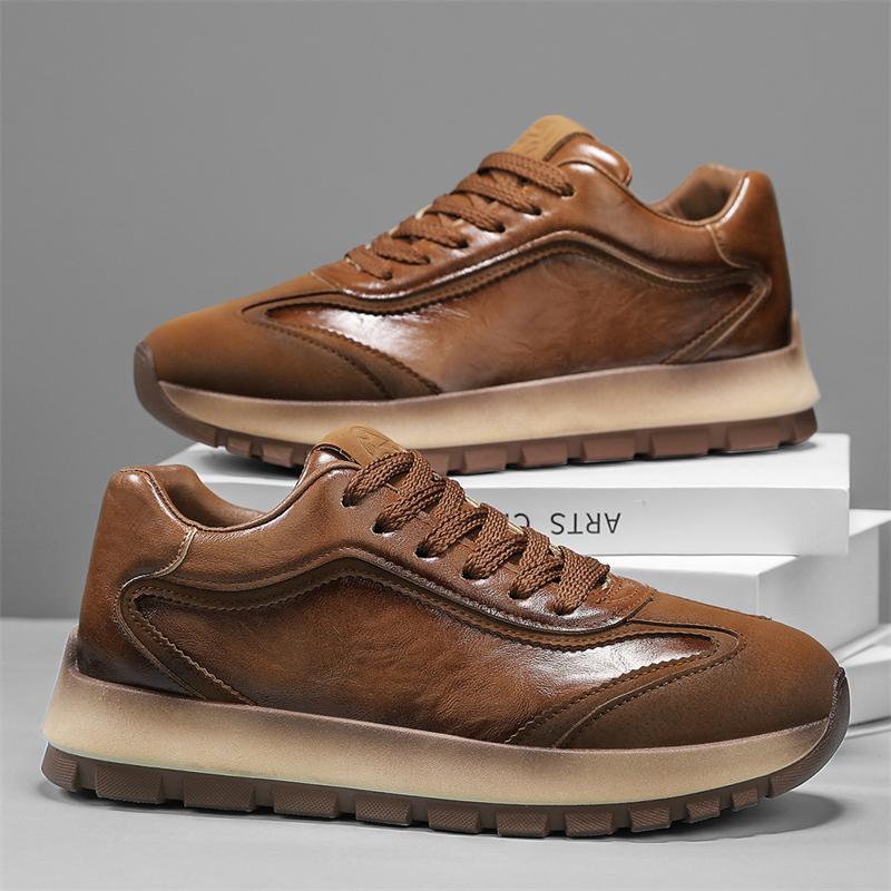 FG66 cuero zapatos casuales coreanos zapatos de hombre zapatos deportivos de moda zapatos de suela gruesa cuatro estaciones