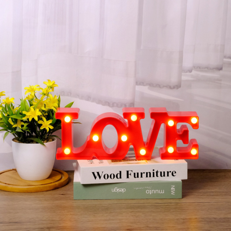 Accesorios de arreglo de confesión de propuesta, luces decorativas, luces de letras con números en inglés, luces de ambiente sorpresa románticas, luces de feliz cumpleaños