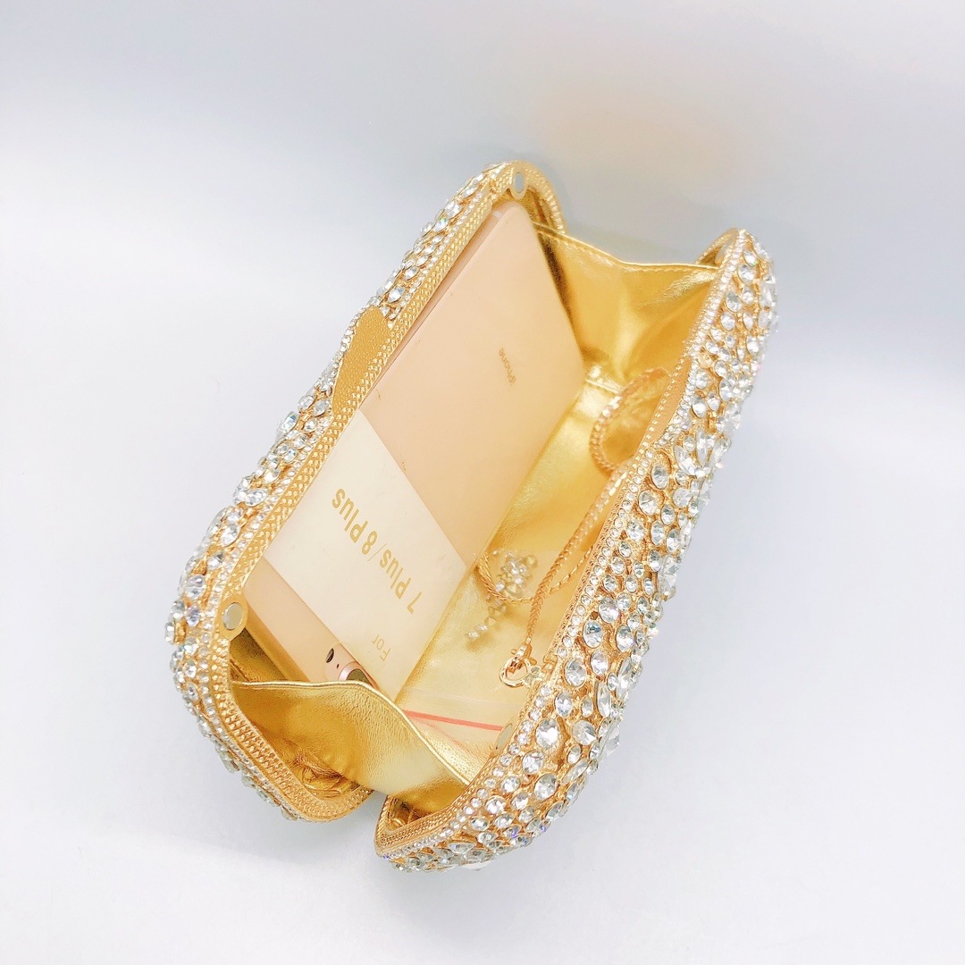 * nuevo paquete de cena de diamante de industria pesada, paquete de diamante europeo y americano, bolso de mano, vestido pequeño, caja dura, bolsa de mujer, embrague