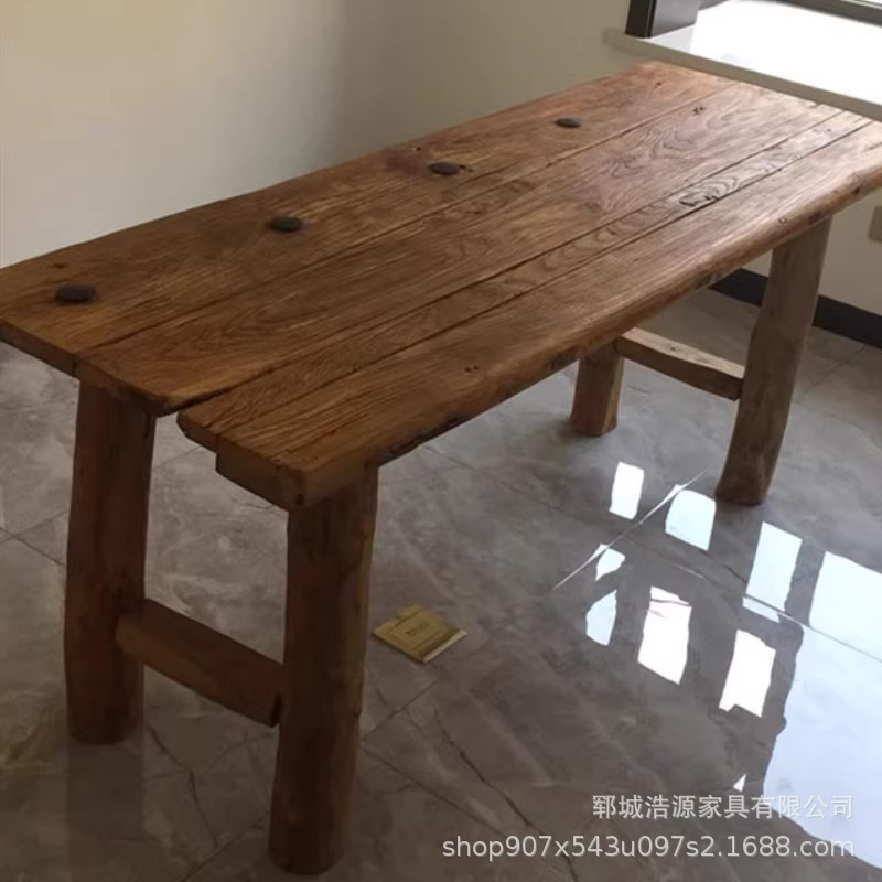 Vintage Wooden Tea Table with Original Wood Planks, Staircase Tread Wall Panel Table, Dining Table, Zen-Style Bar Counter