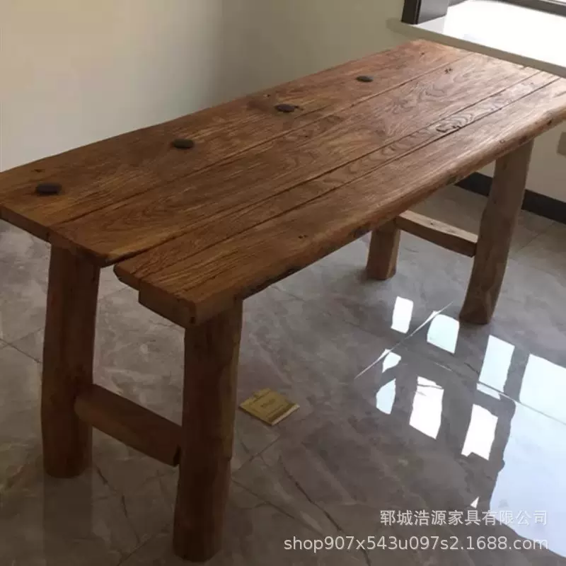 原木旧木板茶桌复古木头茶台楼梯踏步护墙板桌子餐桌禅意吧台