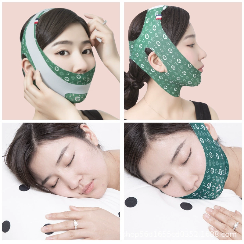 Smoothing pulls up elastic bandage, mask for face, removes double chin