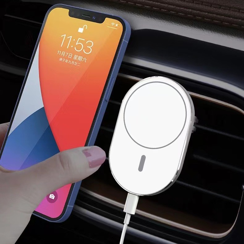 Cargador inalámbrico magnético para coche, carga en el coche, salida de aire inteligente con apertura y cierre, soporte para teléfono móvil, carga inalámbrica rápida
