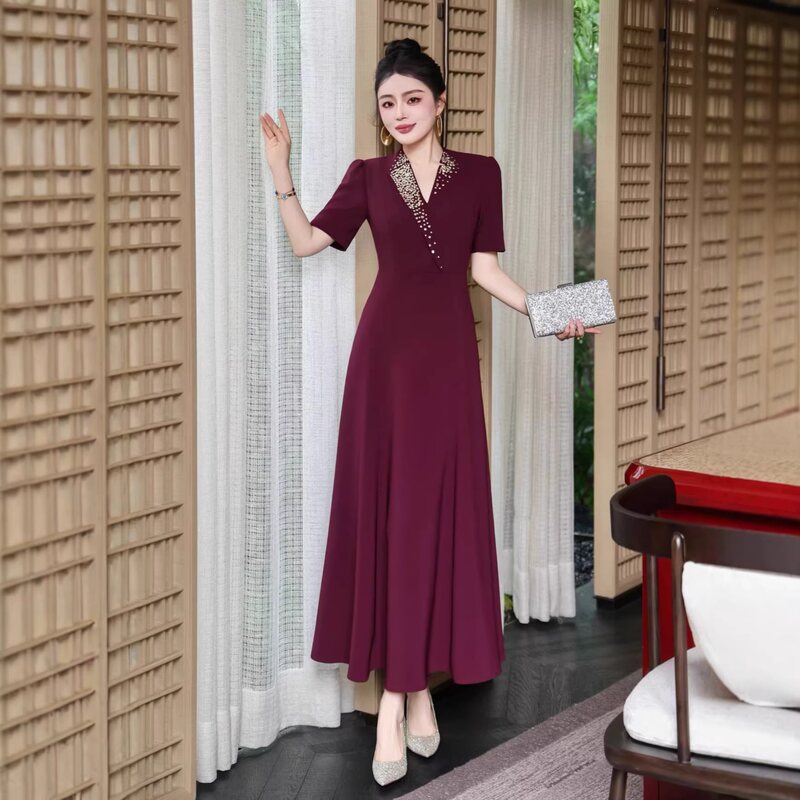 Original Design Beaded Dress for Elegant Ladies, Suitable for Weddings, Mother of the Bride Attire, Formal Occasions