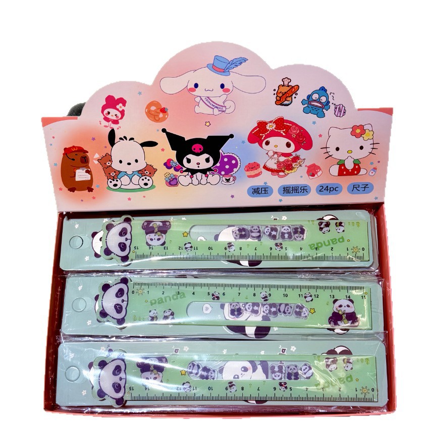 Nuevos productos interesantes reglas de rock music panda reglas acrílicas recta creativa de descompresión de papelería para estudiantes de descompresión