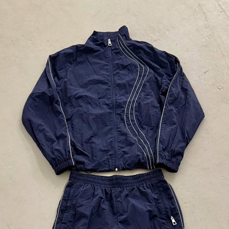 European and American Cross-Border Autumn and Winter New Jacket and Pants Suit Casual Striped Sports Fashion Hooded Couple Two-Piece Set
