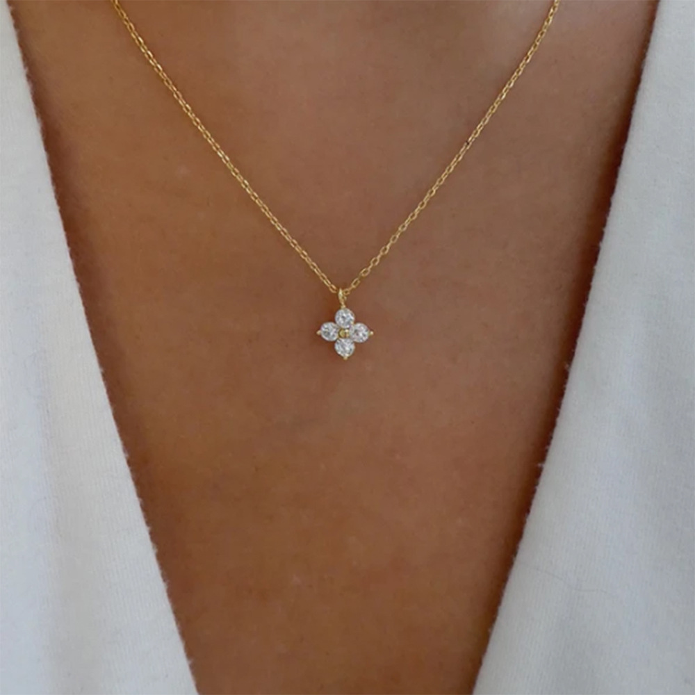 Simple geometric diamond short necklace wholesale