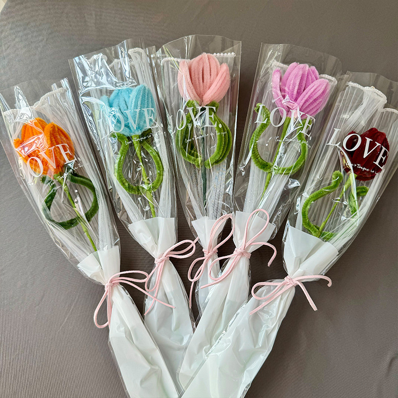 ツイストチューリップの花束手作りDIY材料包ヒマワリ教師の日にクラスメートに七夕祭りのプレゼントを贈る|undefined