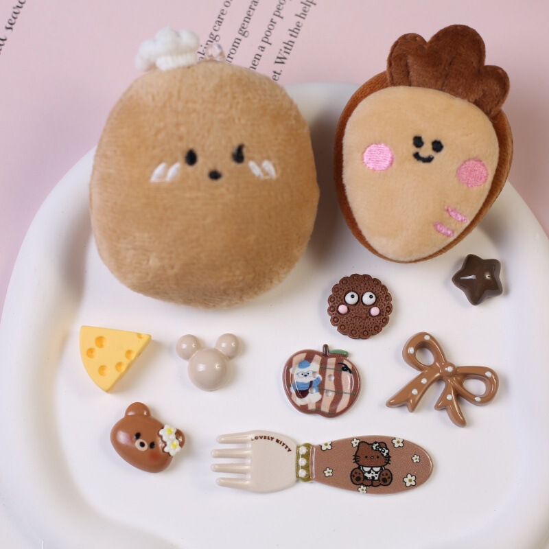 DIY Croissant Plush Doll Ornament Quirky Girl Carrot Potato Brooch Hair Accessory Materials Wholesale