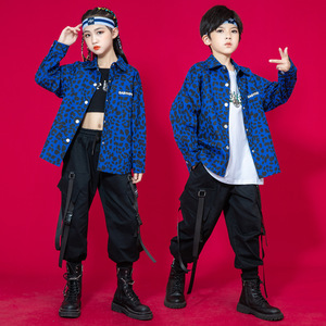 Children's dance suit children's han edition hip-hop suits leopard boy drums jazz dance costumes girls clothing