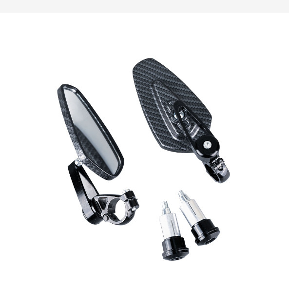 Modified Motorcycle Reflector Mirror with Carbon Fiber Pattern, Snake Skin Mirror, Rearview Mirror Handlebar, Black Motorcycle Rearview Mirror