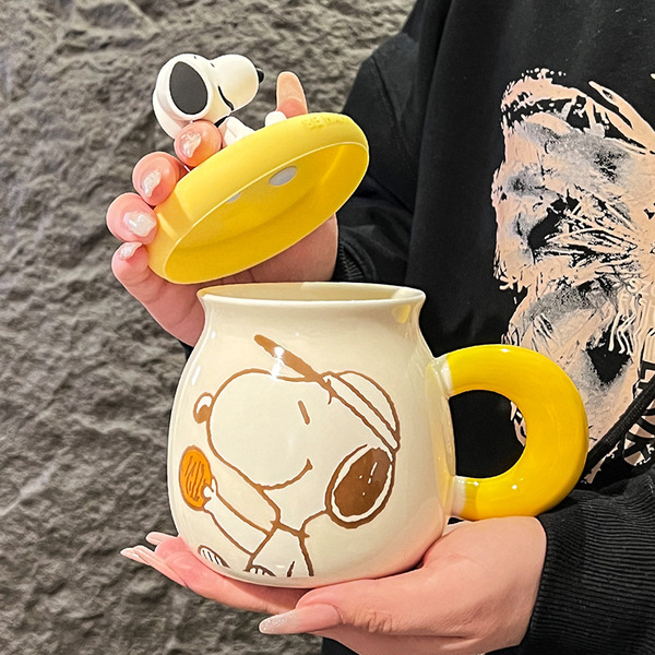 Genuine Snoopy Mug Creative Ceramic Cup Couple Cute with Lid…