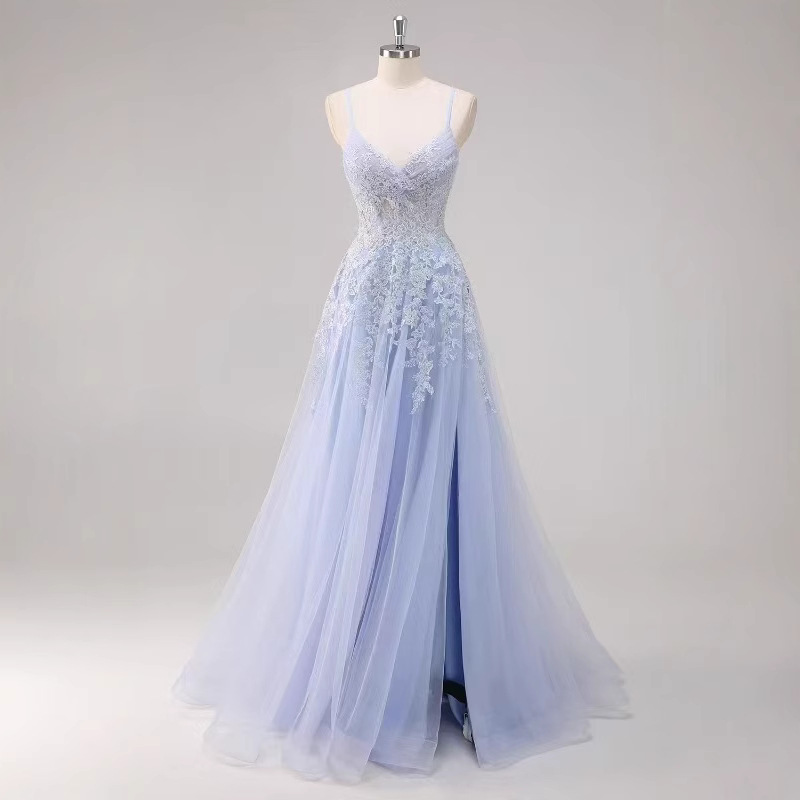 Foreign Trade Evening Dress Suspender Style Prom Dress Long Banquet Catwalk Appliqué Women's Party Prom Dress