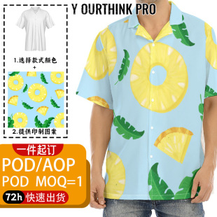 POD a minimum order men's pajamas suit to map printing cross-border foreign trade Europe and the United States code 3D printing long sleeve shirt