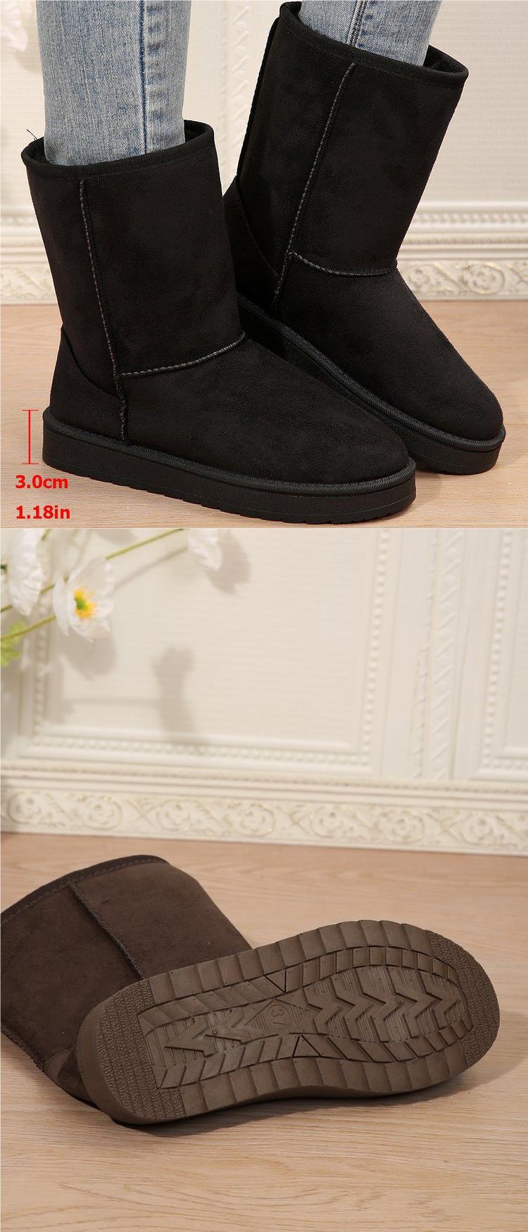 Botas de nieve para mujer, nuevo estilo de otoño e invierno, manga corta de felpa artificial, cabeza redonda, suela plana, parte superior media_voghion.com