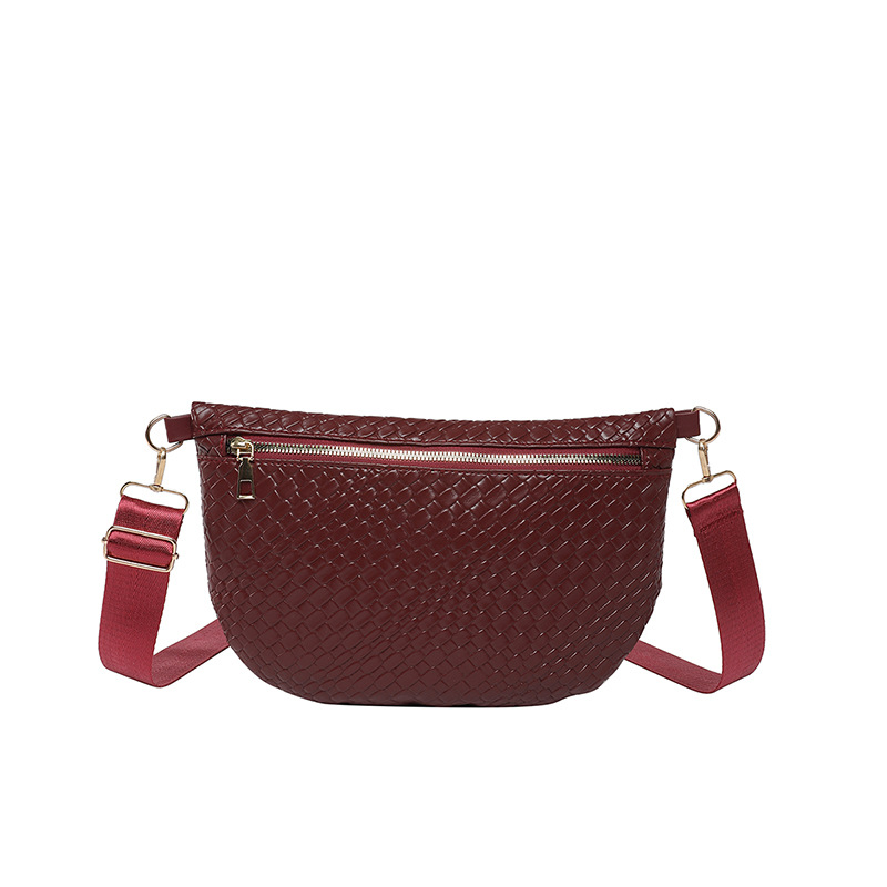 Patrón tejido de moda ins pequeño bolso pequeño de nicho femenino 2025 nuevo estilo popular bolso de cintura de hombro ancho de moda bolso de pecho de mensajero