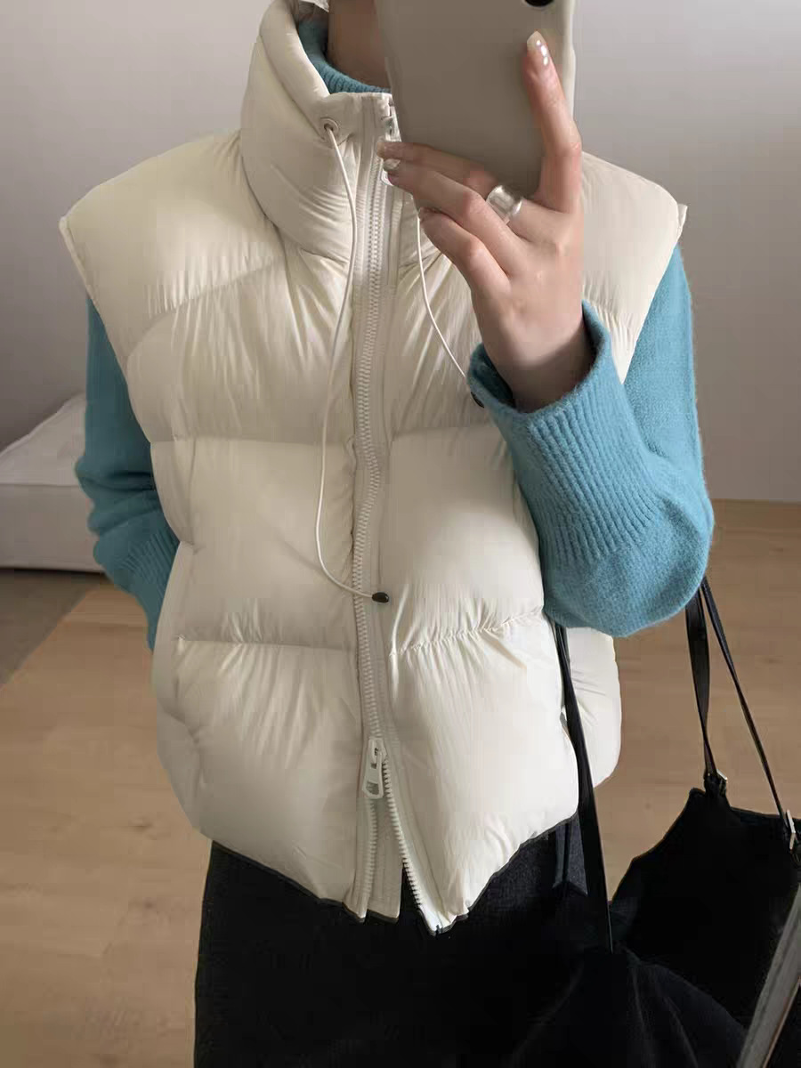 彧言 韩国代购款90绒年新款羽绒服马甲复古马夹背心女士立领外套